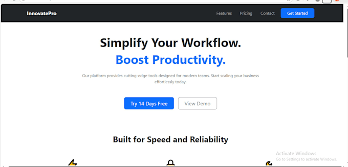 build 1 page landing page in HTML CSS js