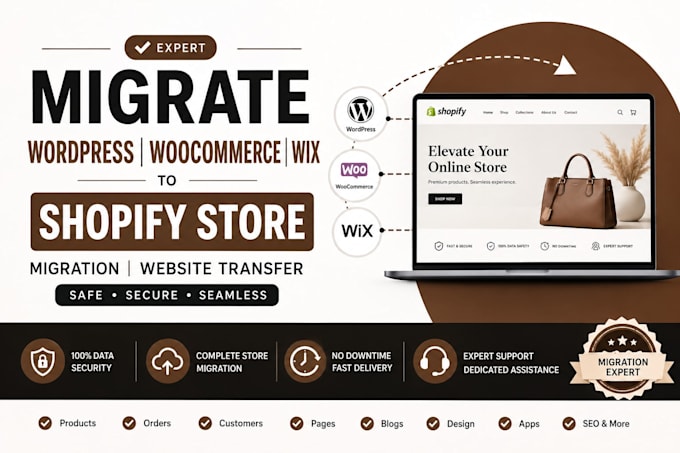 migrate wordpress woocommerce wix to shopify store migration website transfer