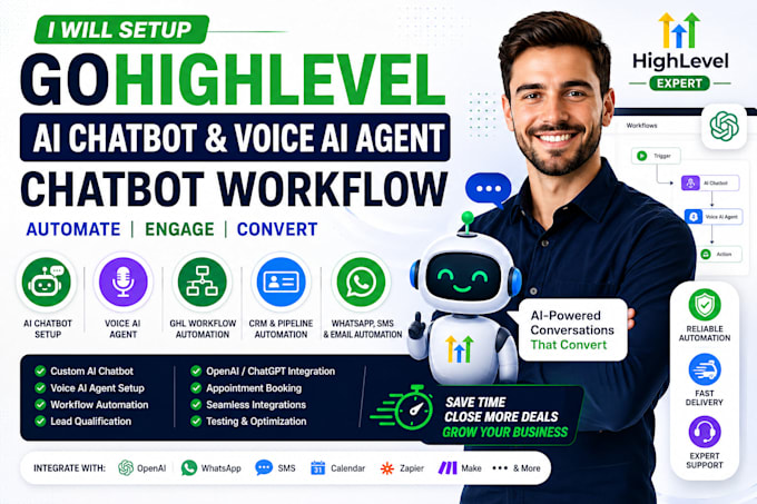 setup gohighlevel ai chatbot go high level voice ai agent chat bot workflow ghl