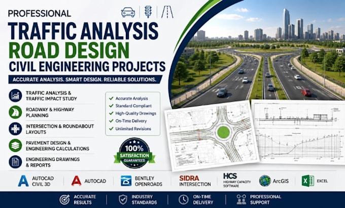 perform analysis road design and civil engineering projects