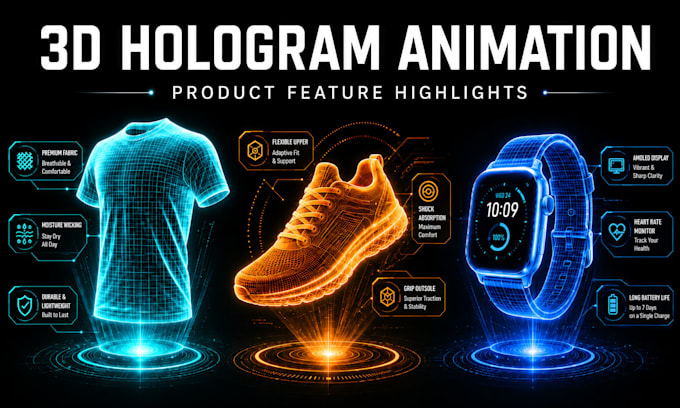 create 3d product hologram animation