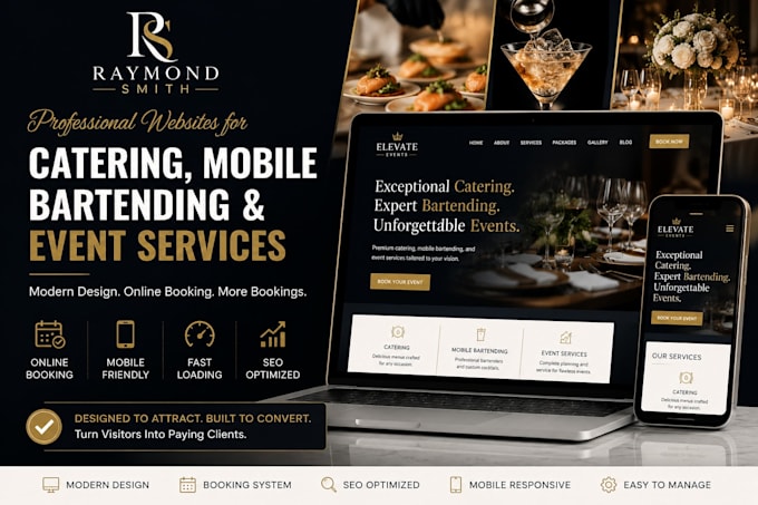 build mobile bartending website and event service website with online booking
