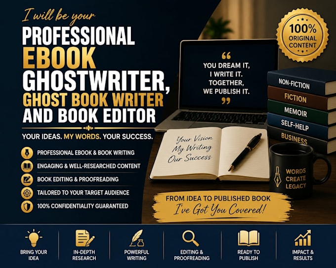 be your professional ebook ghostwriter, ghost book writer and book editor