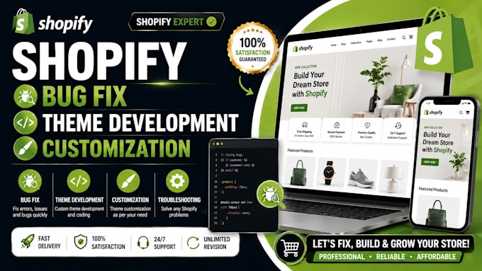 shopify bug fix, shopify theme development, shopify customization