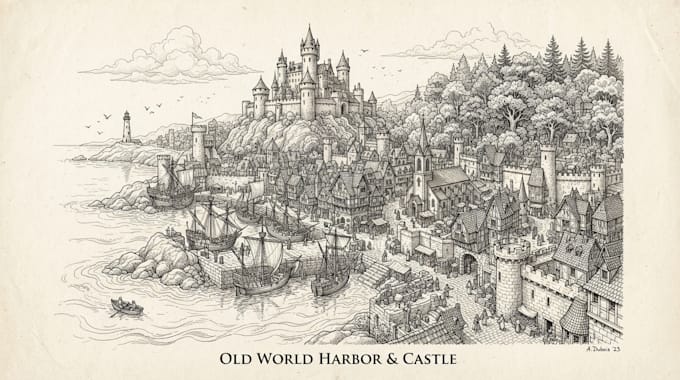 draw ink and pencil illustration for you