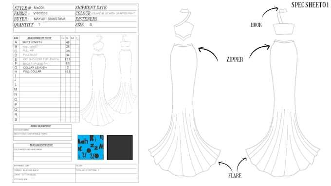 create fashion apparel techdesign and sheet