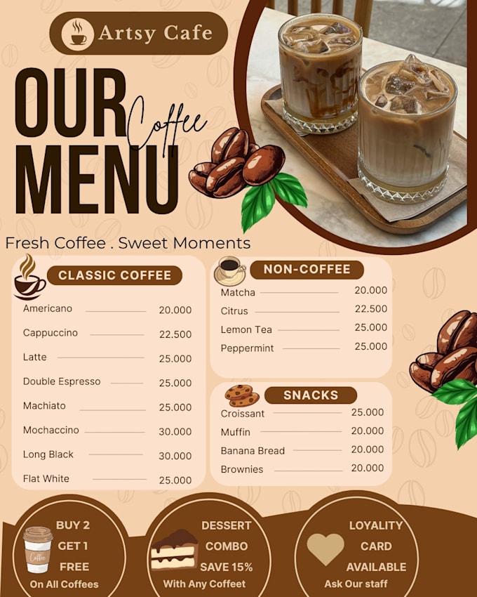 design premium coffee shop menu