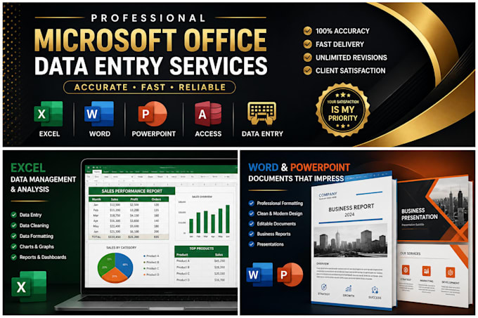 do microsoft excel, word, powerpoint, and data entry tasks