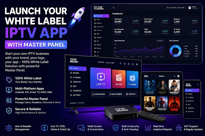 launch your white label iptv app with master panel