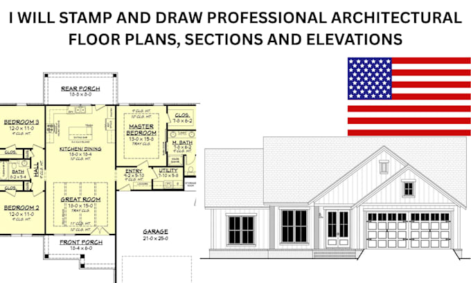 stamp draw professional drawings architectural floor plan sections and elevation