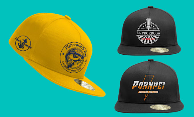 design front, side and back cap hat artwork and mockup