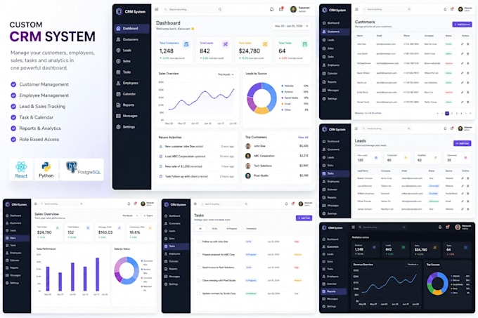 reate a responsive CRM dashboard with admin panel