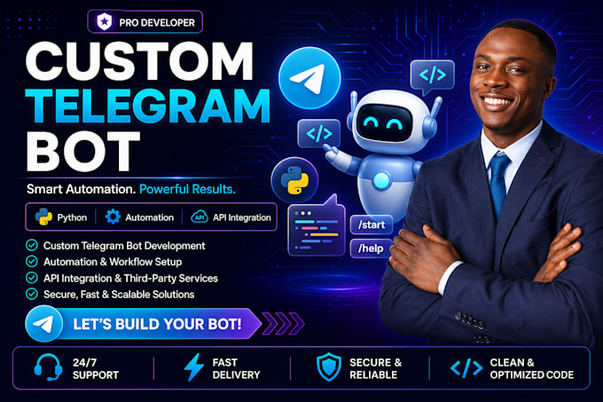 develop a telegram chatbot with automation, API integration and ai