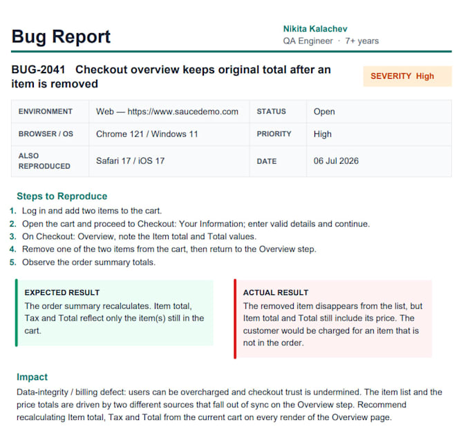 do manual QA testing and write detailed bug reports