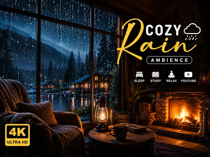 create cozy rain video for youtube sleep study and relaxation