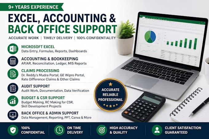 do microsoft excel work, data entry, reporting, etc