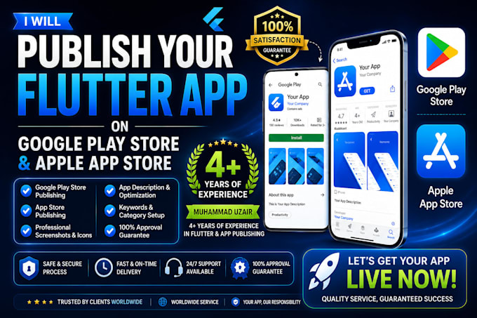 publish your app on google play store and apple app store