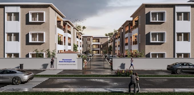 develop luxury gated community,estate property,housing external render,site plan