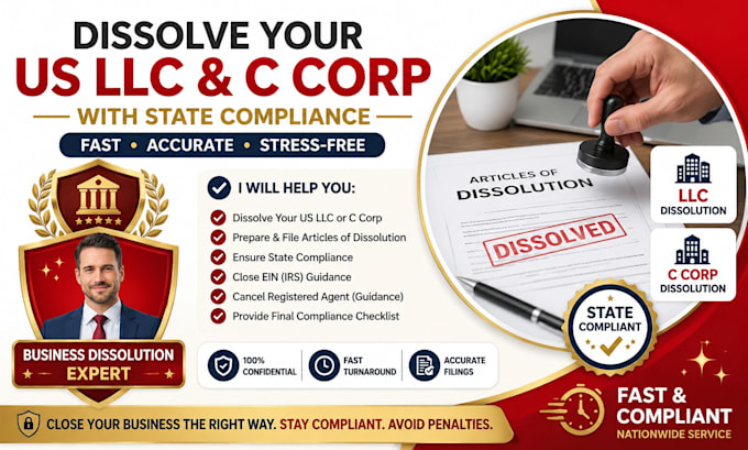 dissolve your US llc and c corp with state compliance