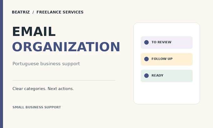 organize portuguese business emails and follow up tasks