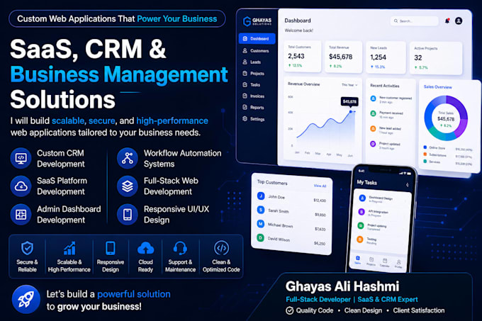 developed custom CRM and saas platforms