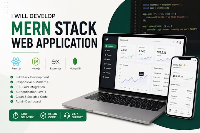 develop mern stack web application as full stack react node js developer