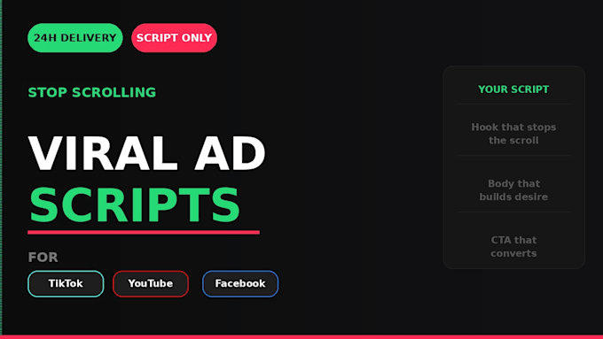 write viral tiktok facebook youtube ad script