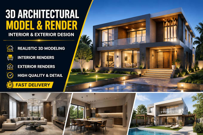 design 3d house model and interior, exterior rendering architectural walkthrough