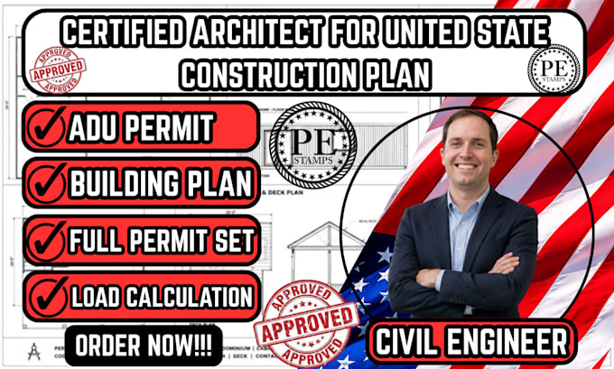 certified architect full permit set,adu permit,load calculation,building plan