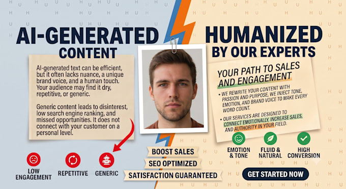 humanize ai generated marketing copy, emails and website content