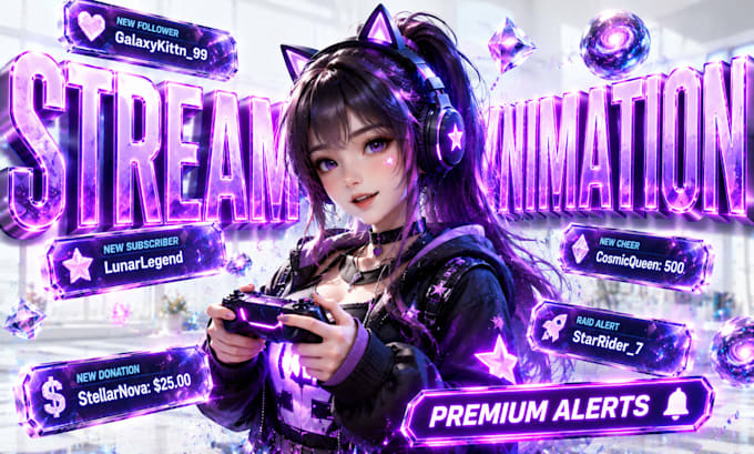 run twitch vtuber follower subscriber and donation alert animation for streamers