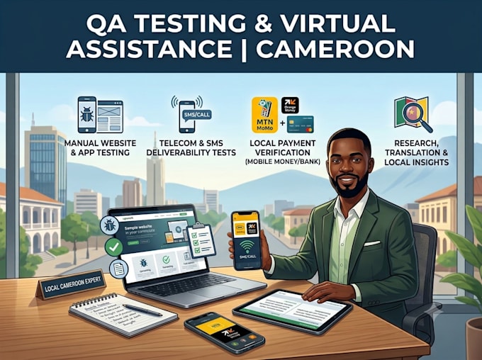 be your functional tester or virtual assistant, cameroon