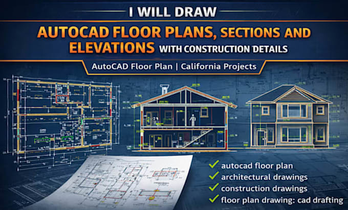 convert PDF to cad create floor plans elevations sections and structural drawing