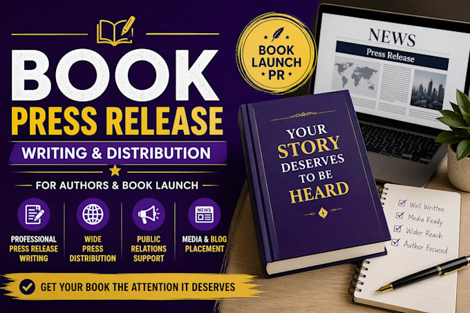 write and distribute book press release for book launch and promotion
