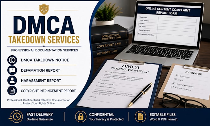 takedown reports, remove harassing, defamation, infringement reports, dmca