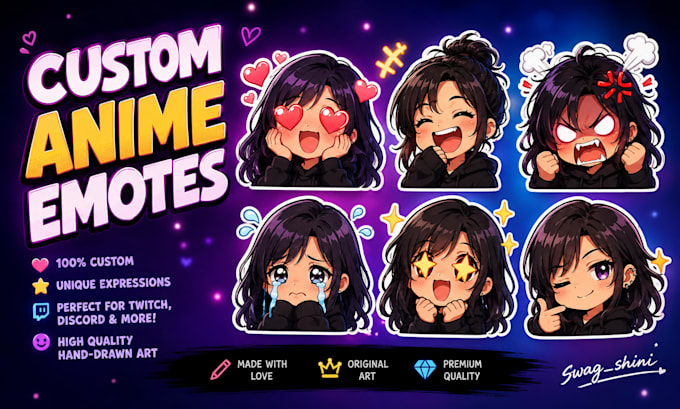 draw custom anime emotes for twitch and discord
