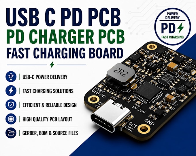 design usb cpd pcb, fast charging pcb and power delivery pcb board esp32