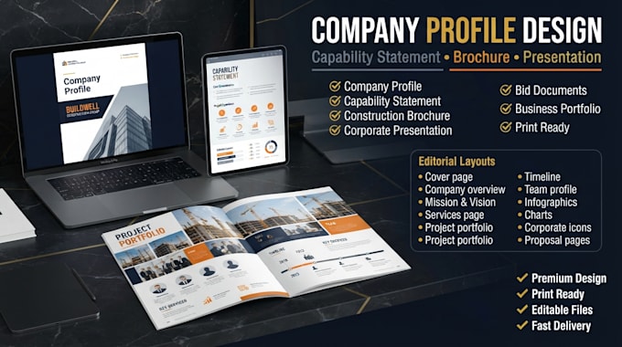 design construction company profile brochure presentation, capability statement