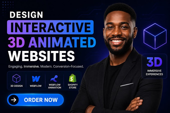 design interactive 3d animated website 3d webflow webflow animation 3d shopify