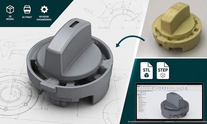 design appliance replacement part cad model with stl step reverse engineer cad
