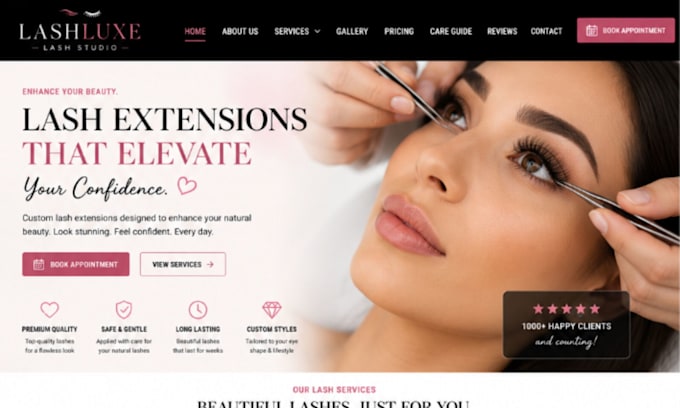 design wix lash extension website lash salon lash studio booking website