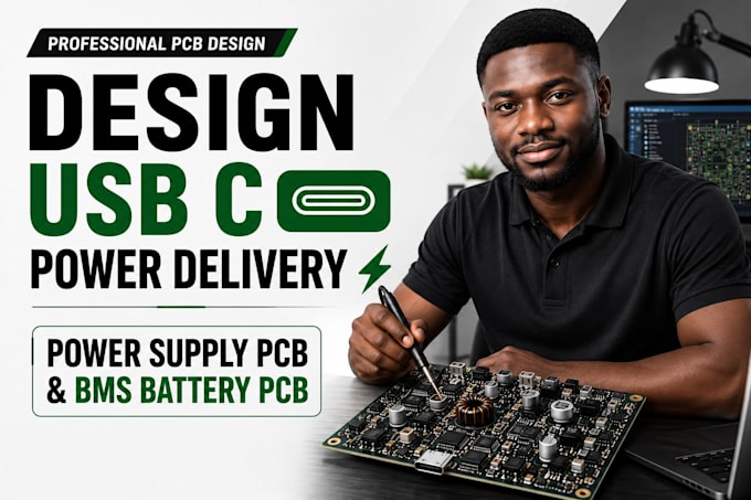 design usb c power delivery pcb, power supply pcb and bms battery pcb