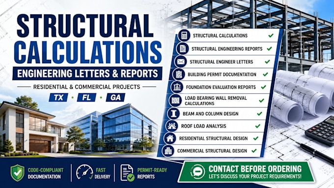 provide structural engineer letter and calculation for texas florida