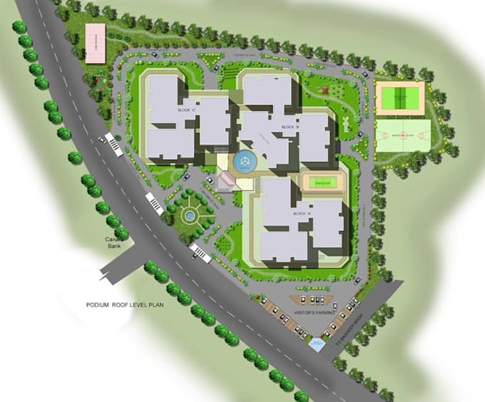 draft master plan, site plan and planting plan for commercial landscape design