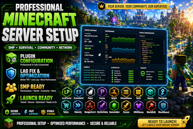 setup a professional minecraft smp server with plugins