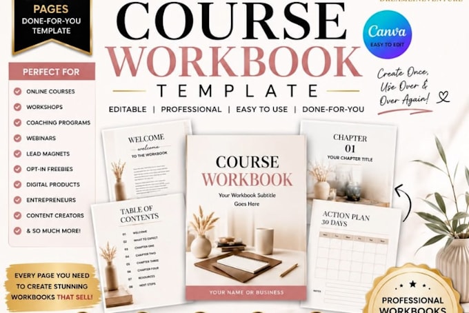 create an editable canva workbook PDF workbook guide or course material