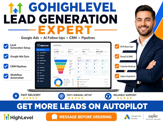do gohighlevel lead generation setup google ads sync ai follow ups pipelines