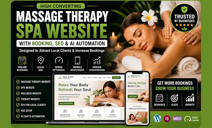 build massage therapy website spa website health wellness beauty care website