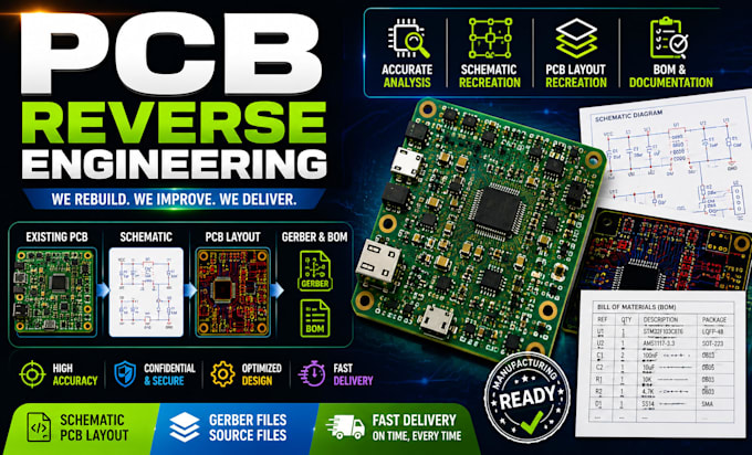 reverse engineer pcb circuit schematic gerber and bom