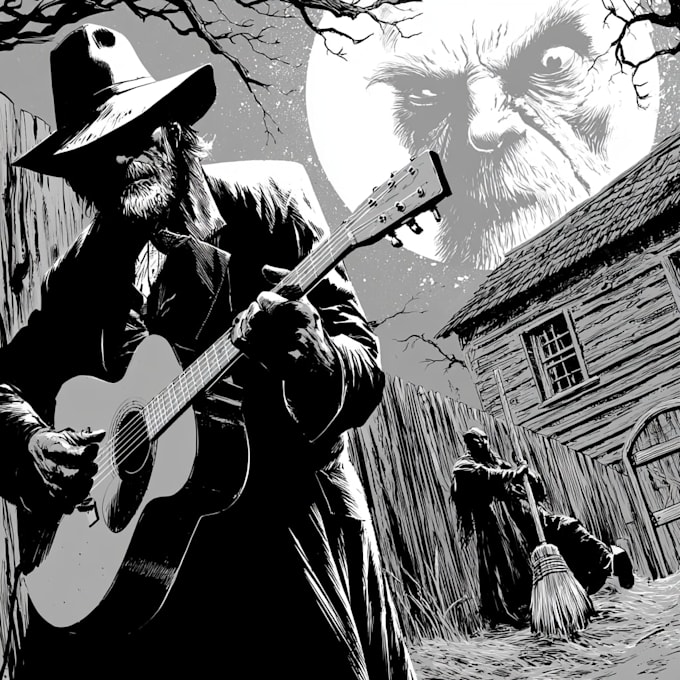 create vintage horror comic book illustration